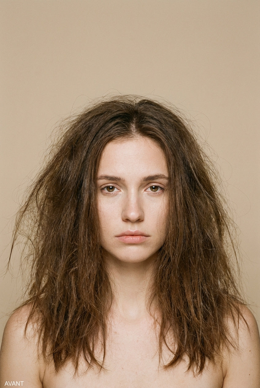 Cheveux abîmés — avant Maybe Paris